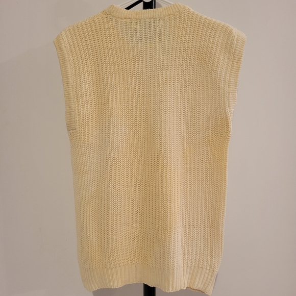 VINTAGE Cable Knit Cream Sweater Vest Women's Medium - Picture 2 of 5
